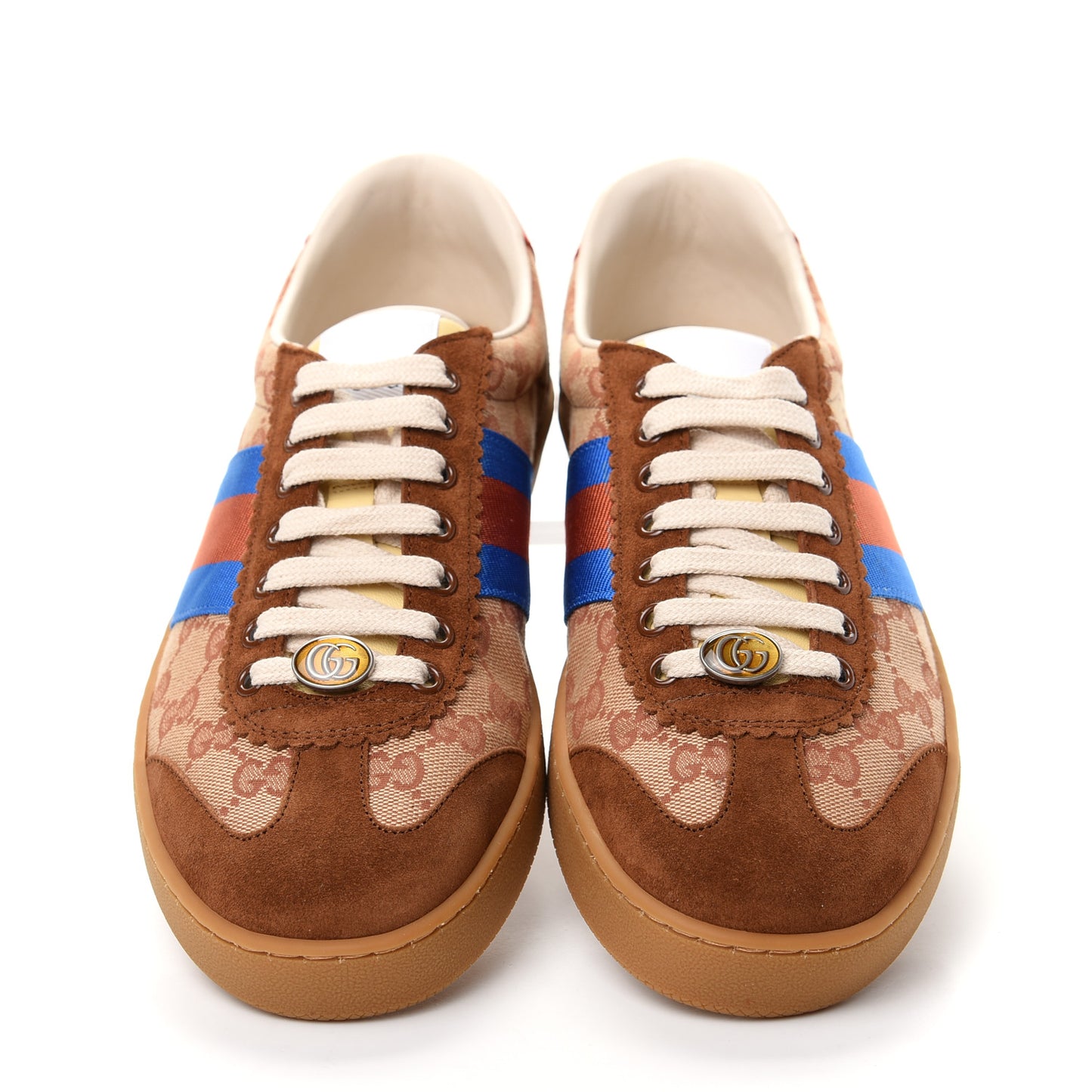 GG Monogram Suede Web Mens G74 Sneakers 8 Beige Ruggine Cuir
