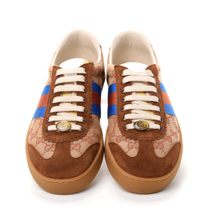 Gucci GG Monogram Suede Web Mens G74 Sneakers 8 Beige Ruggine Cuir 5 of 11