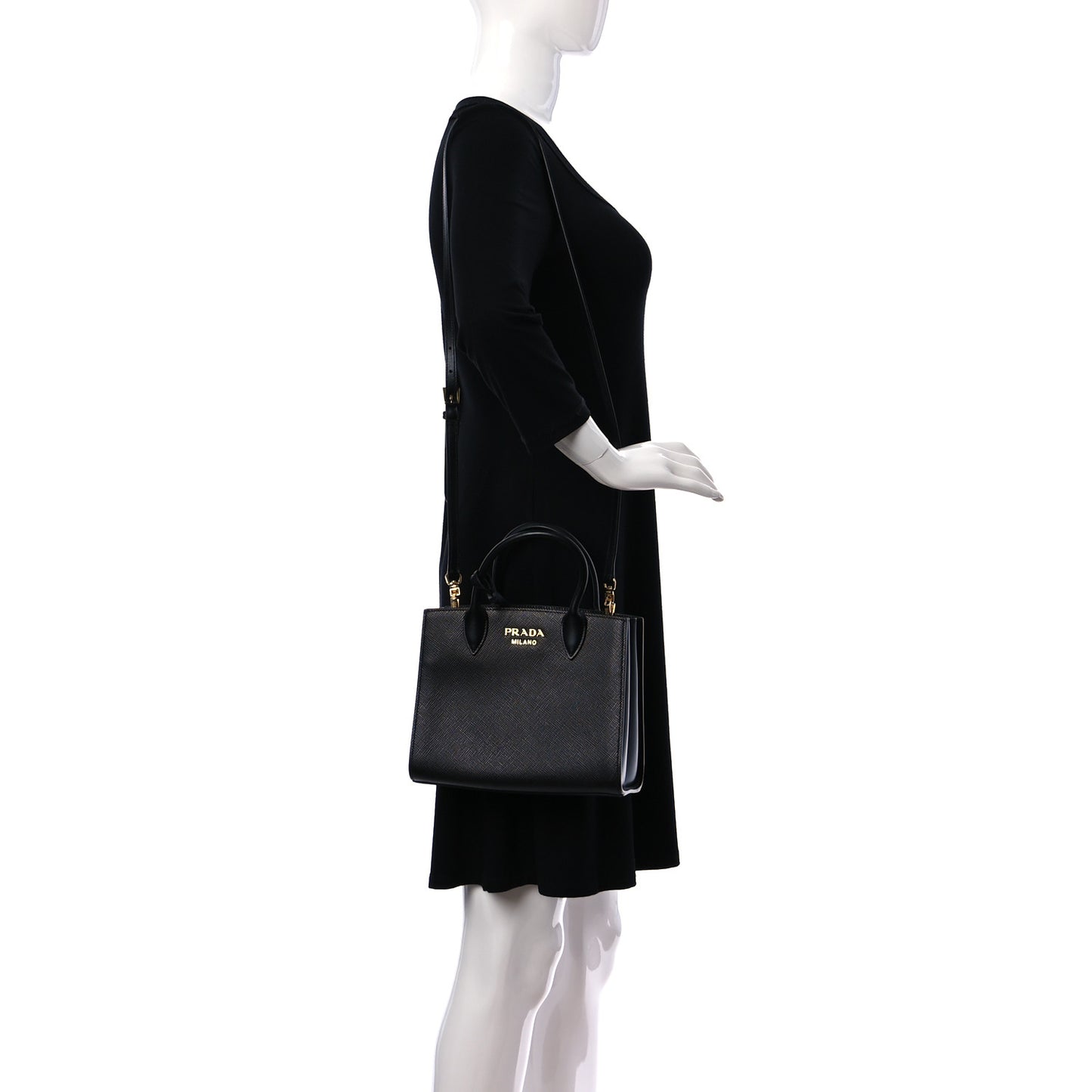 Saffiano Cuir Mini Tote Black Fuoco