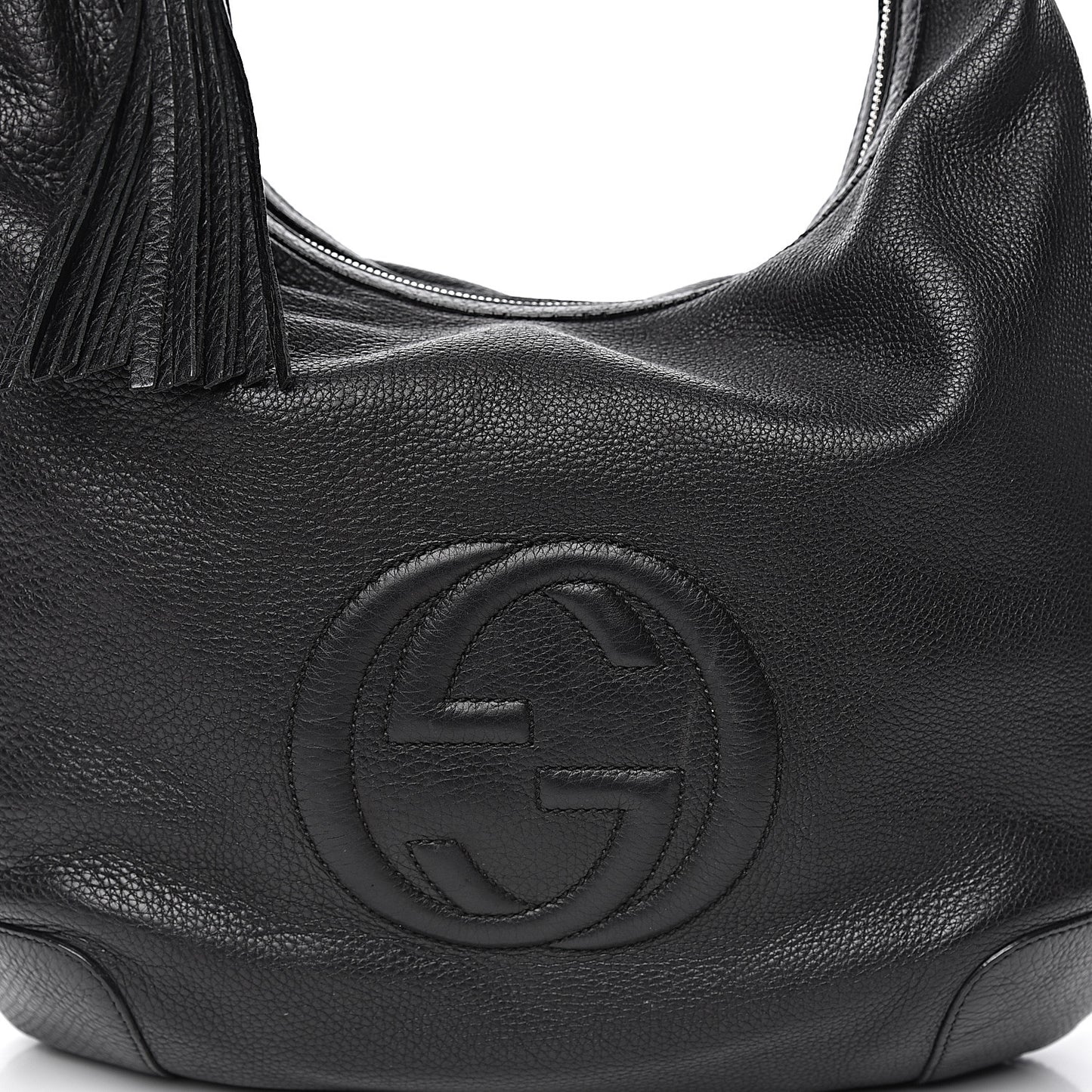 Pebbled Calfskin Medium Soho Chain Hobo Black