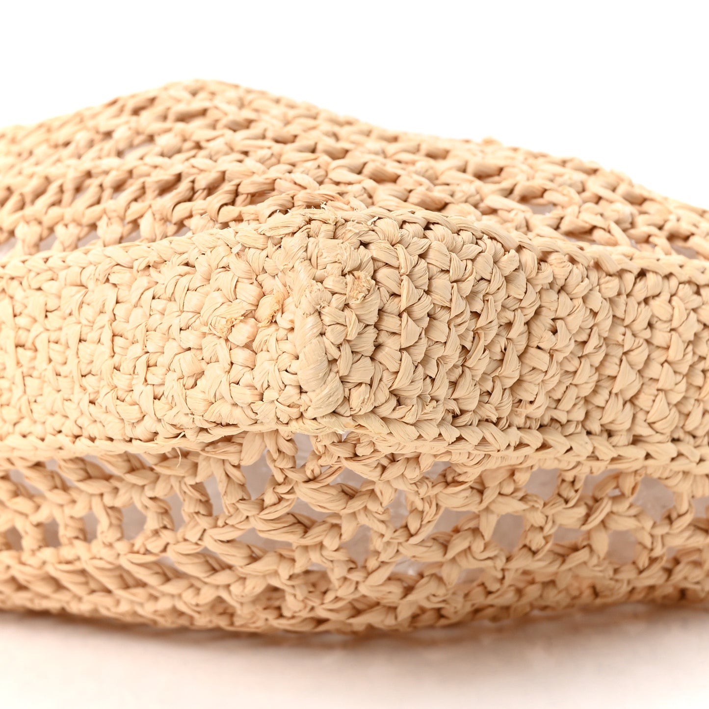 Yarn Raffia Effect Crochet Logo Embroidered Tote Bag Naturale
