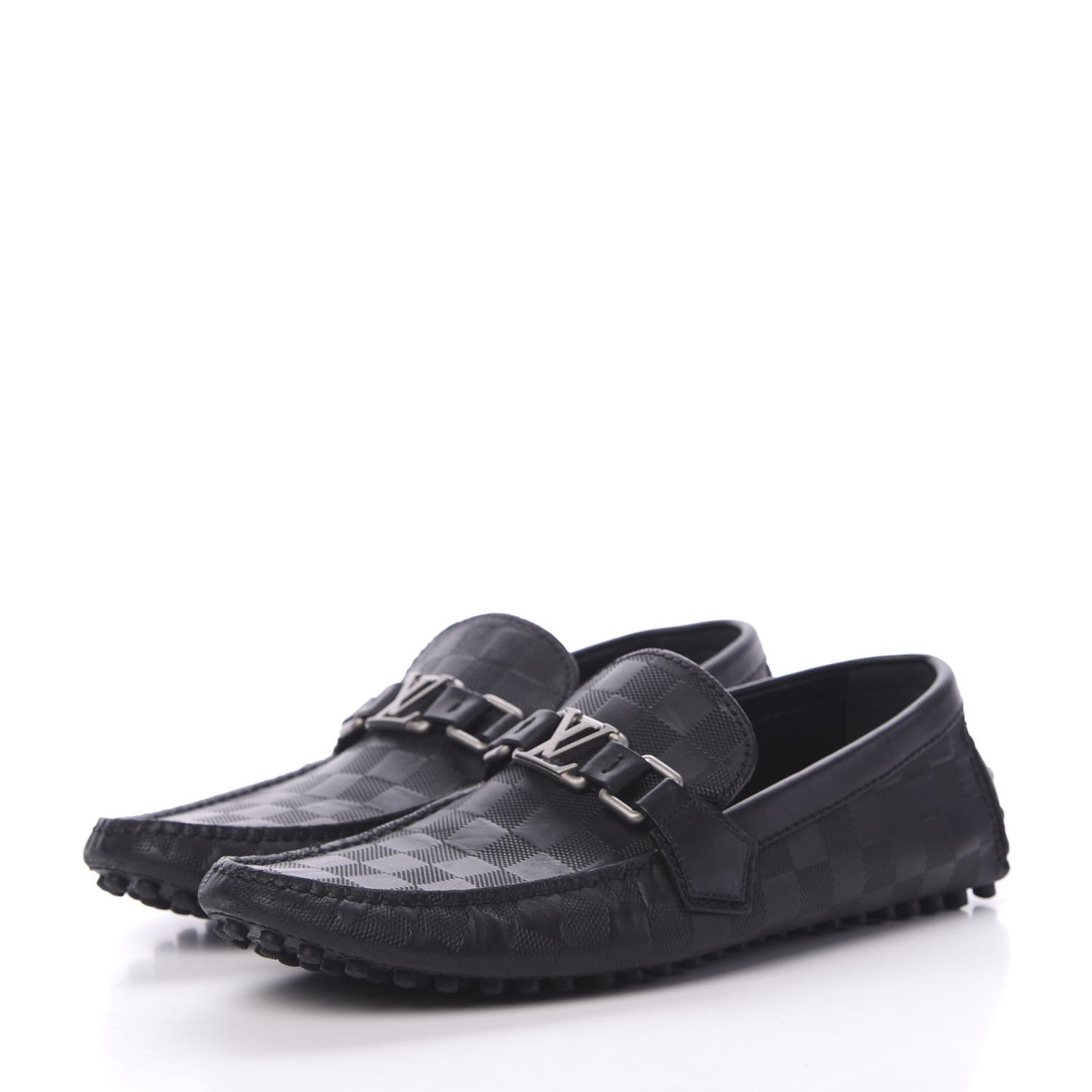 Damier Infini Mens Hockenheim Moccasin Loafers 7.5 Onyx