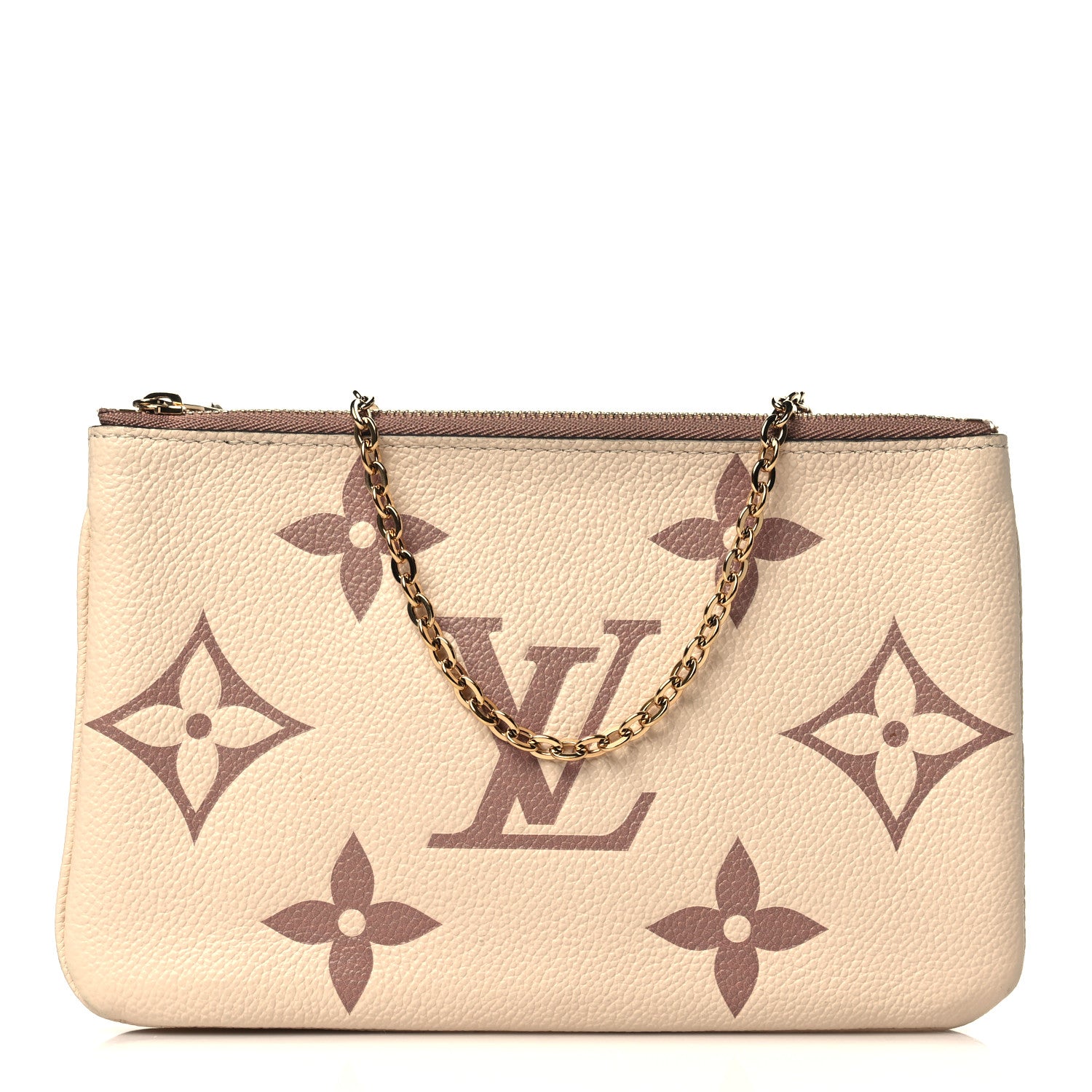Louis Vuitton Empreinte Monogram Giant Double Zip Pochette Creme Bois De Rose 1 of 8