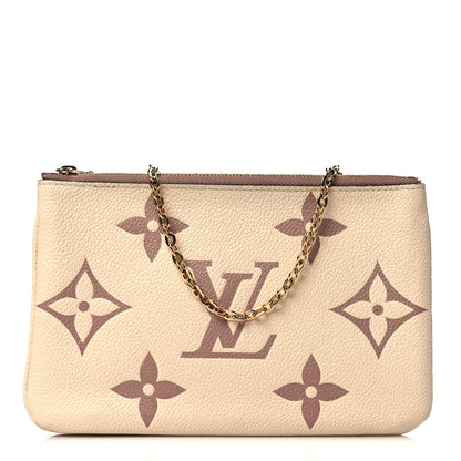 Louis Vuitton Empreinte Monogram Giant Double Zip Pochette Creme Bois De Rose 1 of 8