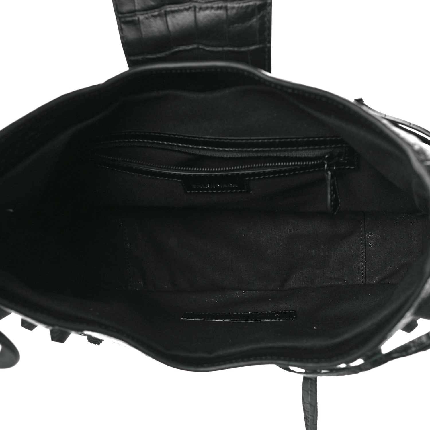 Balenciaga Extra Supple Calfskin Monochrome Crocodile Embossed Medium Le Cagole Shoulder Bag Black 5 of 9