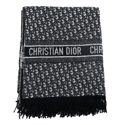 Christian Dior Cashmere Wool CD Oblique Throw Blanket Blue 1 of 3