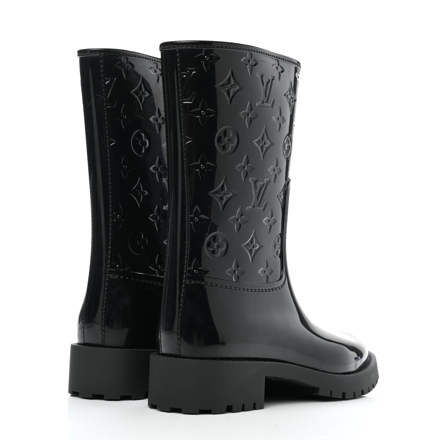 Louis Vuitton Rubber Embossed Monogram Splash Rain Short Boots 35 Black 4 of 8