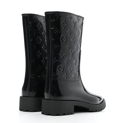 Louis Vuitton Rubber Embossed Monogram Splash Rain Short Boots 35 Black 4 of 8