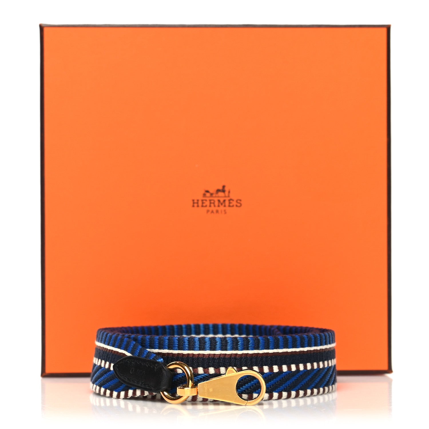 Hermes Toile Swift 25mm Sangle Cavale Shoulder Strap Bleu Zellige Indigo Black 6 of 6