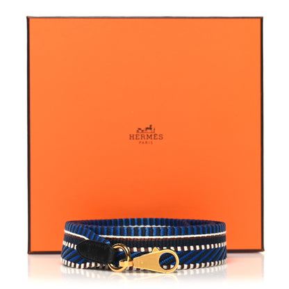 Hermes Toile Swift 25mm Sangle Cavale Shoulder Strap Bleu Zellige Indigo Black 6 of 6