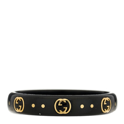 Gucci 18K Yellow Gold Synthetic Corundum Icon Ring 57 8 Black 3 of 6