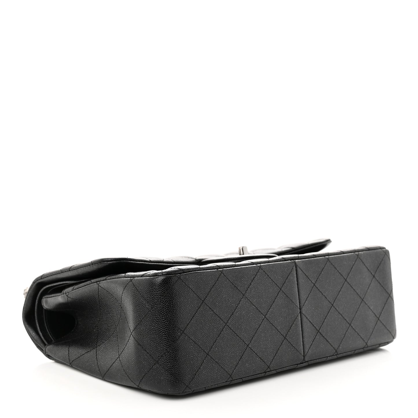 Iridescent Caviar Quilted Jumbo Double Flap Black