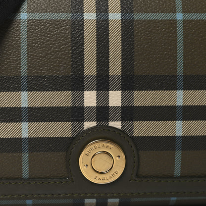 Burberry Coated Canvas Calfskin Vintage Check Note Top Handle Shoulder Bag Olive Green 8 of 11