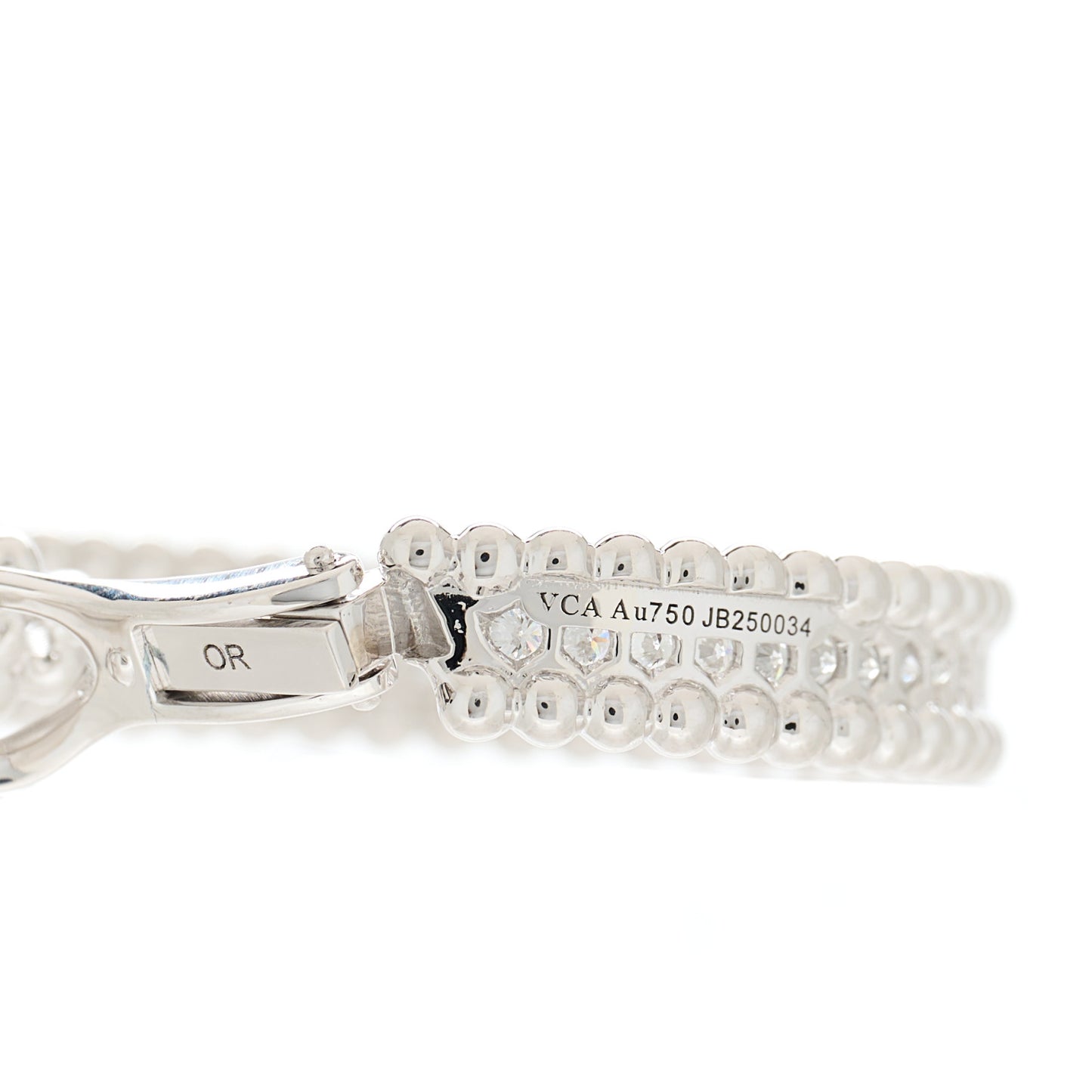 18K White Gold Diamond Perlee Hoop Earrings