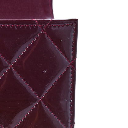 Chanel Patent Quilted Compact French Flap Wallet Dark Red 12 of 12