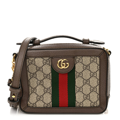 Gucci GG Supreme Monogram Mini Ophidia Top Handle Shoulder Bag Brown 1 of 13