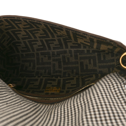 Fendi Wool Vitello King Houndstooth FF Embroidered Baguette Beige Moro 5 of 12