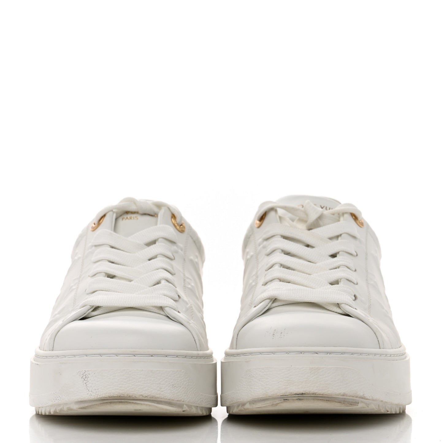 Lambskin Embossed Monogram Time Out Sneakers 39.5 White