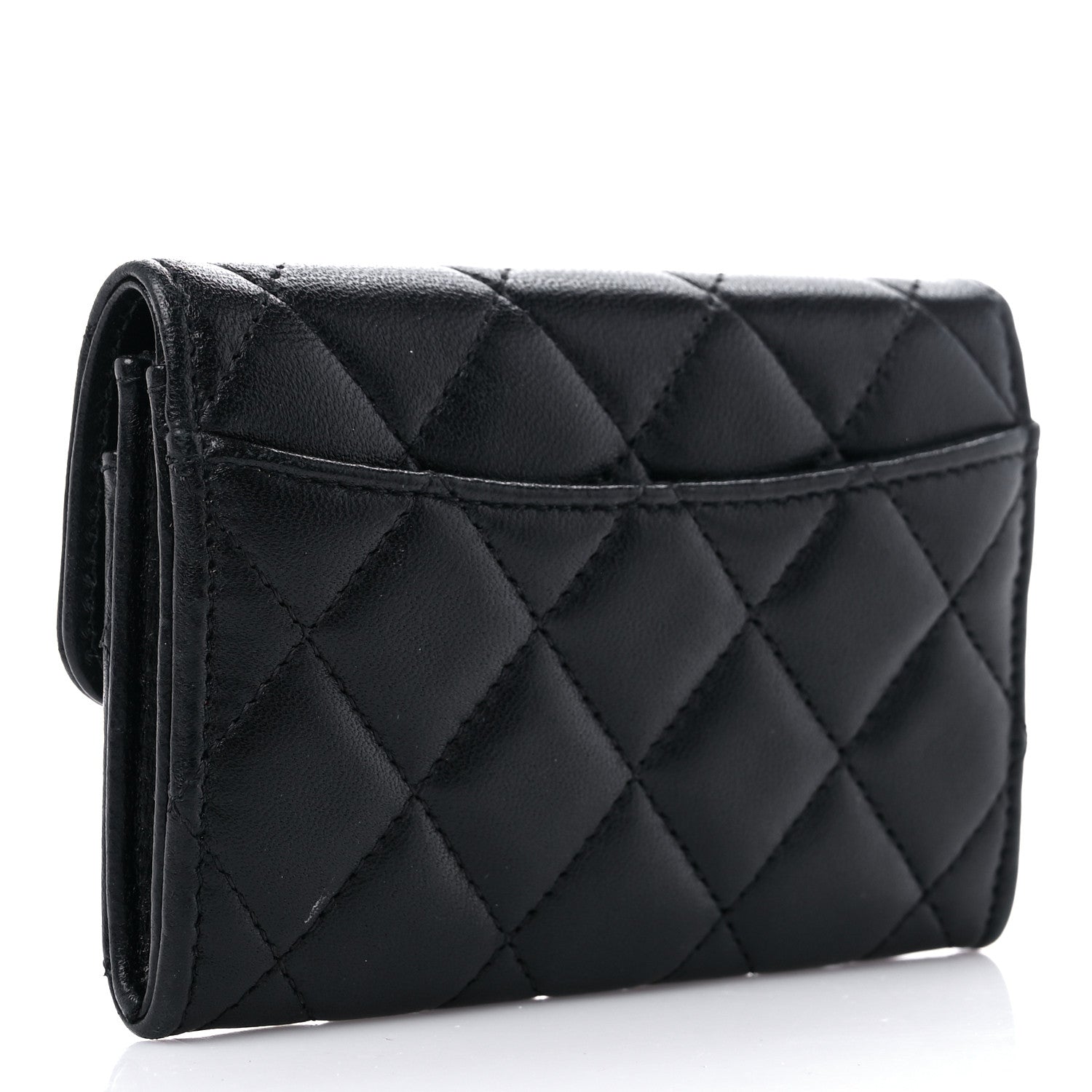 Chanel Lambskin Quilted Flap Card Holder Wallet Black 3 of 12