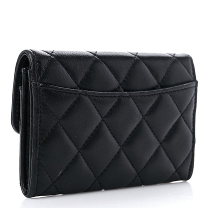 Chanel Lambskin Quilted Flap Card Holder Wallet Black 3 of 12