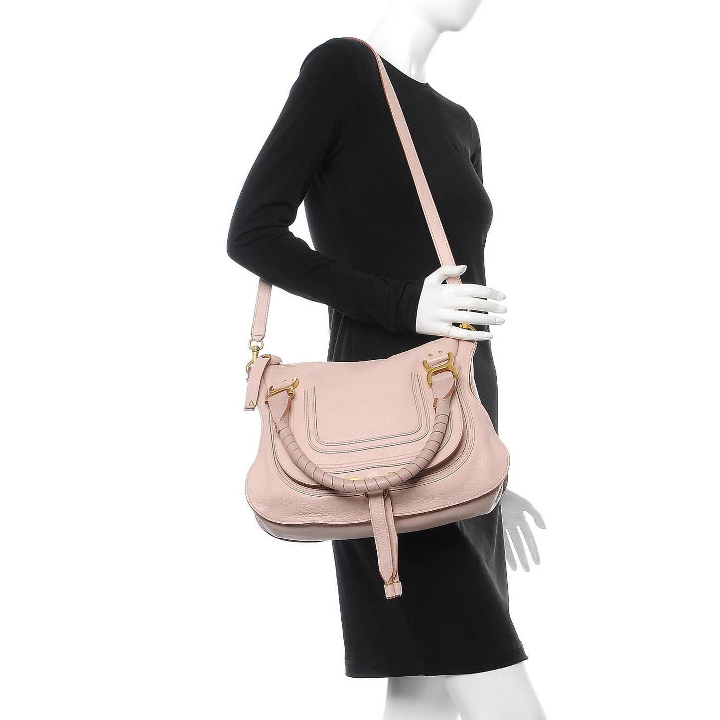 Calfskin Medium Marcie Satchel Nude Pink