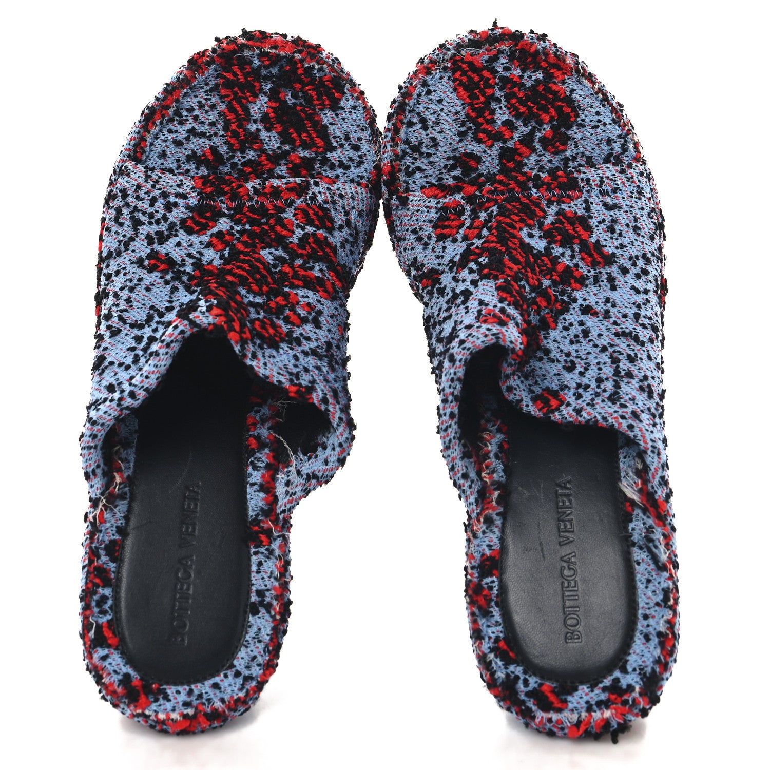 Bottega Veneta Boucle Slide Platform 115 Wedge Sandals 41 Red Blue 2 of 9
