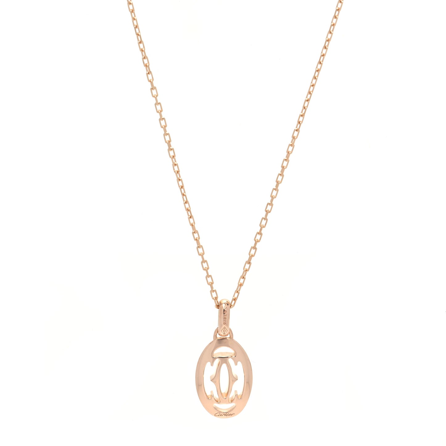 18K Pink Gold Diamond Logo Paved Pendant Necklace