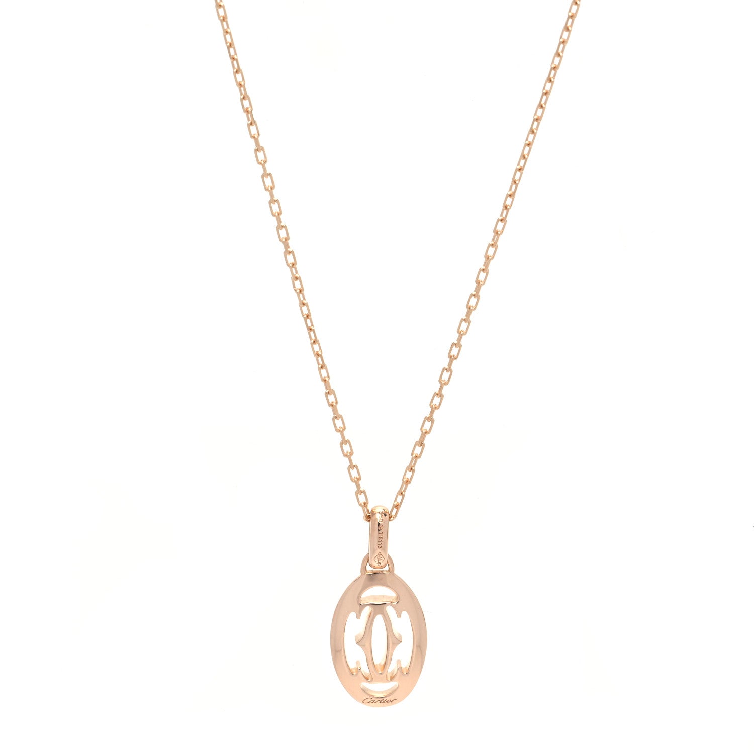 Cartier 18K Pink Gold Diamond Logo Paved Pendant Necklace 4 of 7