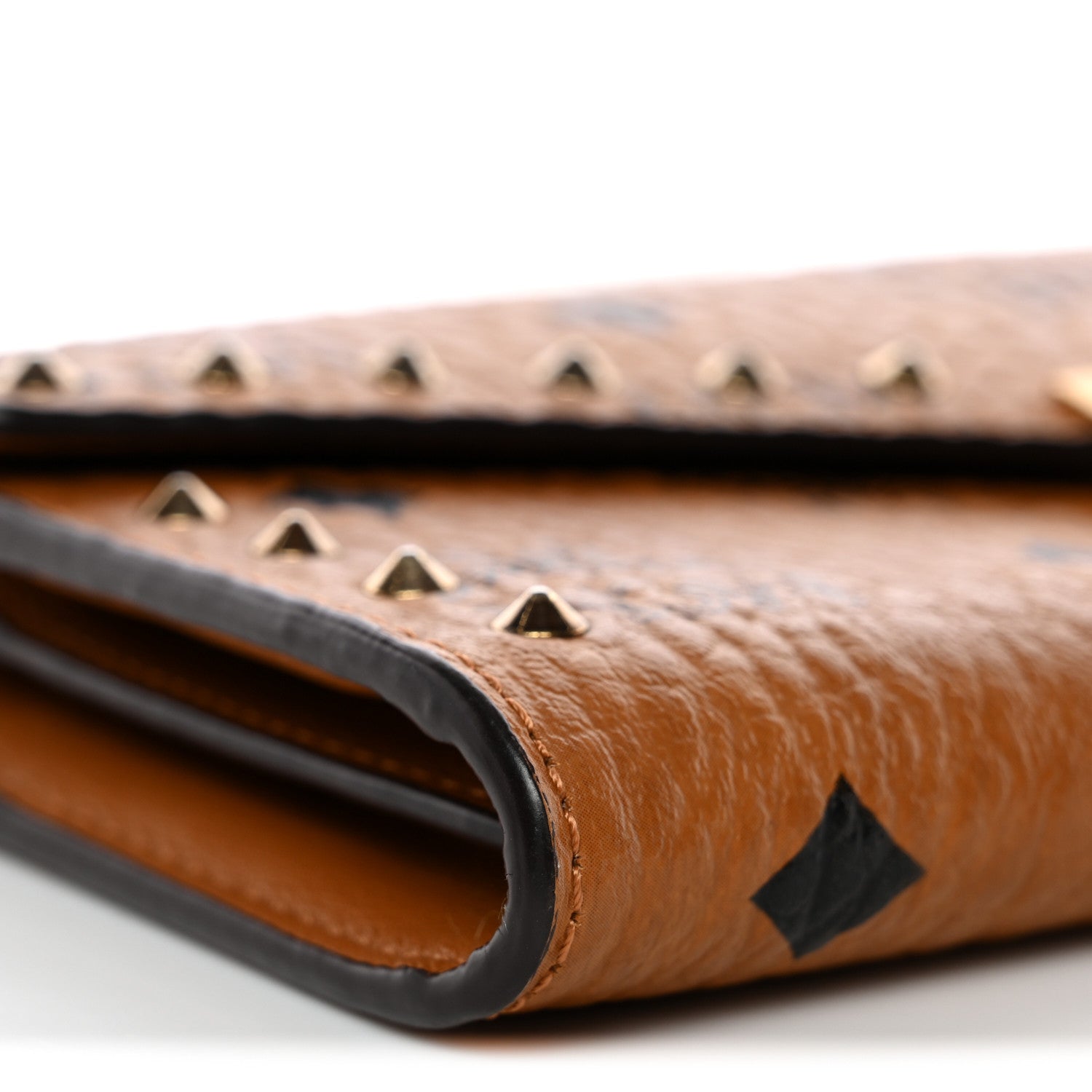 MCM Visetos Studded Patricia Wallet On Chain Cognac 9 of 10