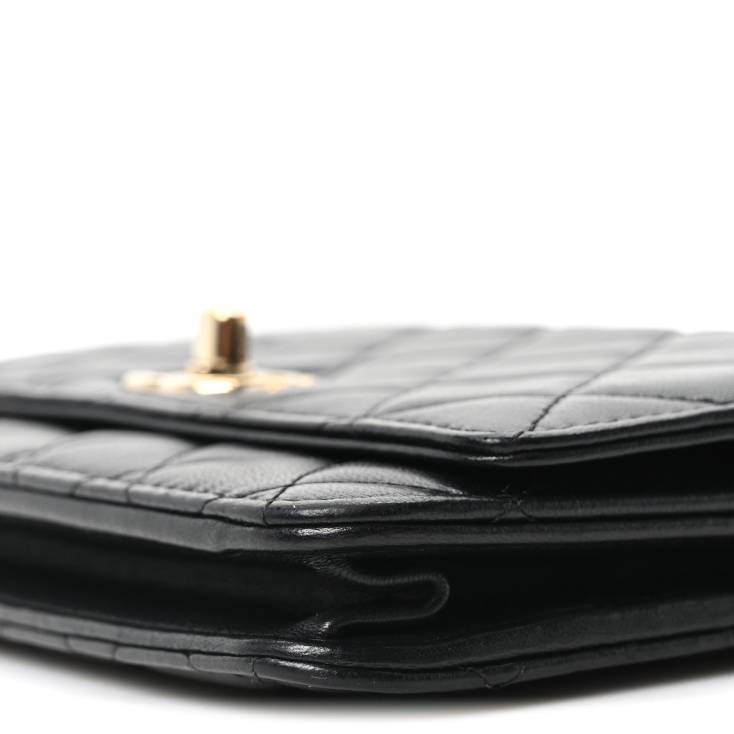 Lambskin Quilted Trendy CC Wallet On Chain WOC Black