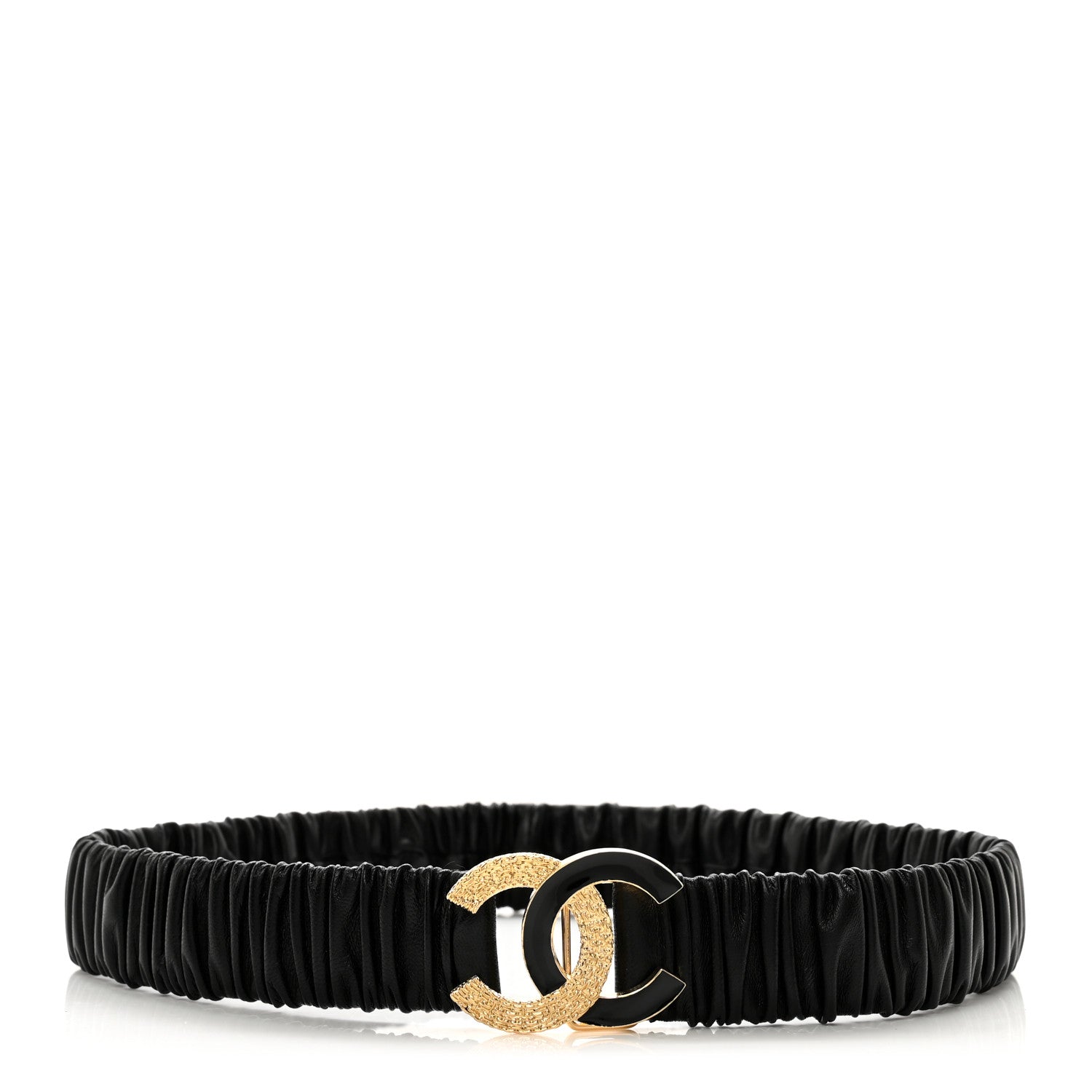 Chanel Lambskin Metal Ruched Chain CC Belt 75/30 Black 1 of 3