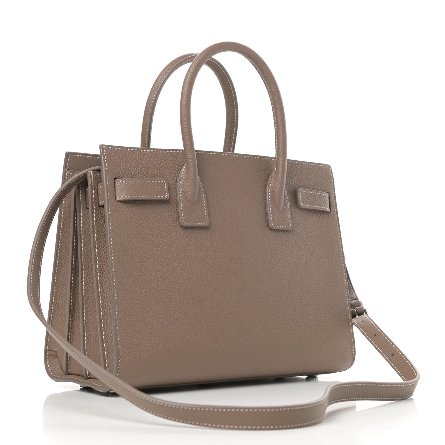 Grained Calfskin Topstich Baby Sac De Jour Taupe