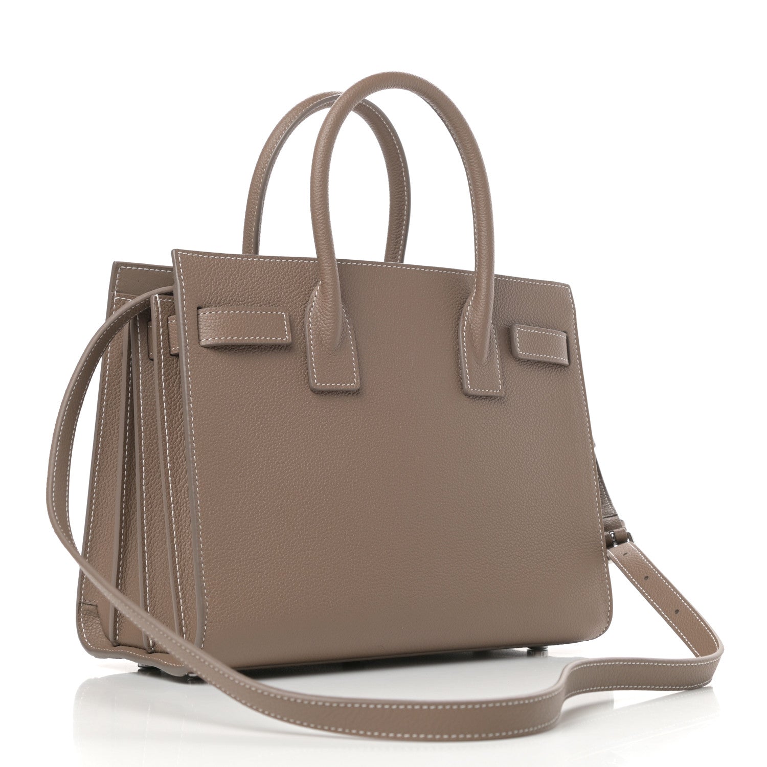 Saint Laurent Grained Calfskin Topstich Baby Sac De Jour Taupe 3 of 9