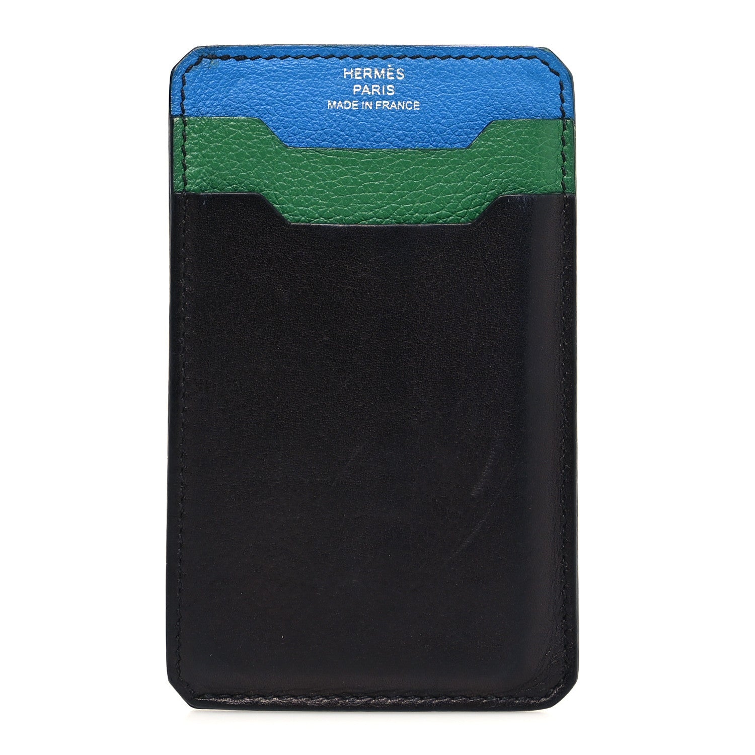 Hermes Evercolor City 3CC Colorblock Card Holder Black Vert Vertigo Bleu Frida 1 of 9