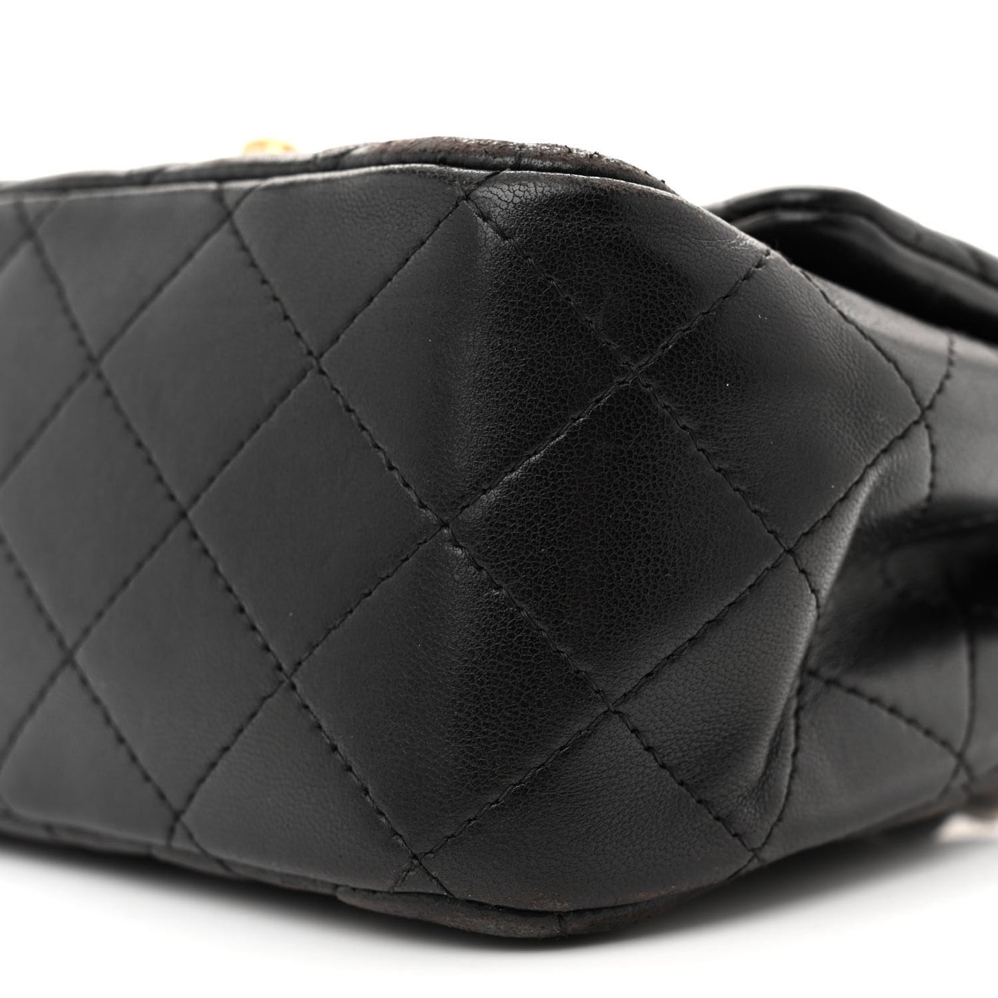 Lambskin Quilted Mini Square Flap Black