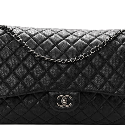 Chanel Calfskin Quilted Small XXL Travel Flap Bag Black 7 of 9