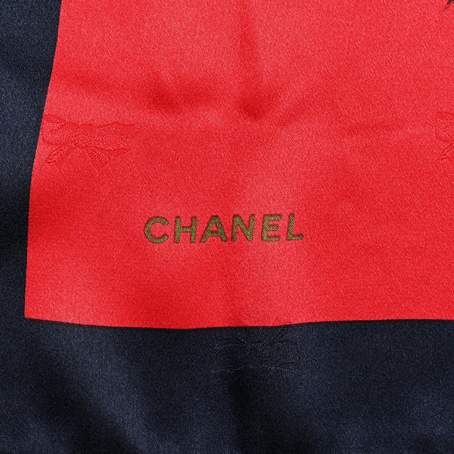 Chanel Silk CC Camellia Chain Scarf Red 2 of 4