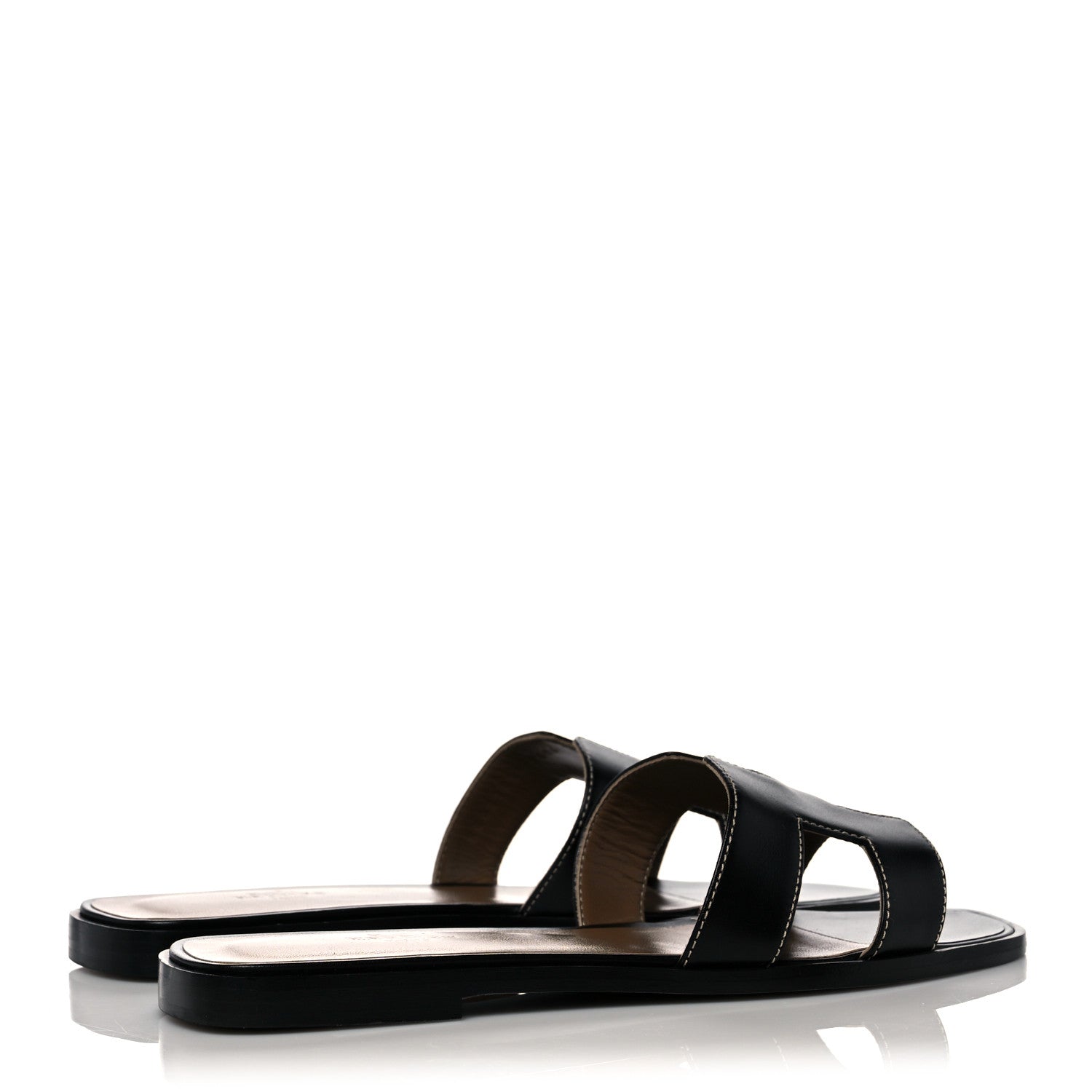 Hermes Box Calfskin Oran Sandals 39 Black 4 of 10