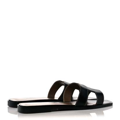 Hermes Box Calfskin Oran Sandals 39 Black 4 of 10
