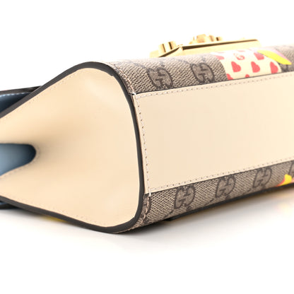 Gucci GG Supreme Monogram Les Pommes Small Padlock Shoulder Bag Beige Ebony Multicolor Abstract Blue 10 of 11