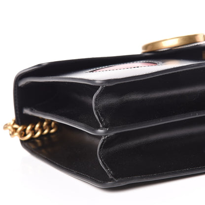 Gucci Knight Calfskin Malaga Kid Heart Medium GG Marmont Chain Handle Bag Black Hibiscus Red Multicolor 6 of 11