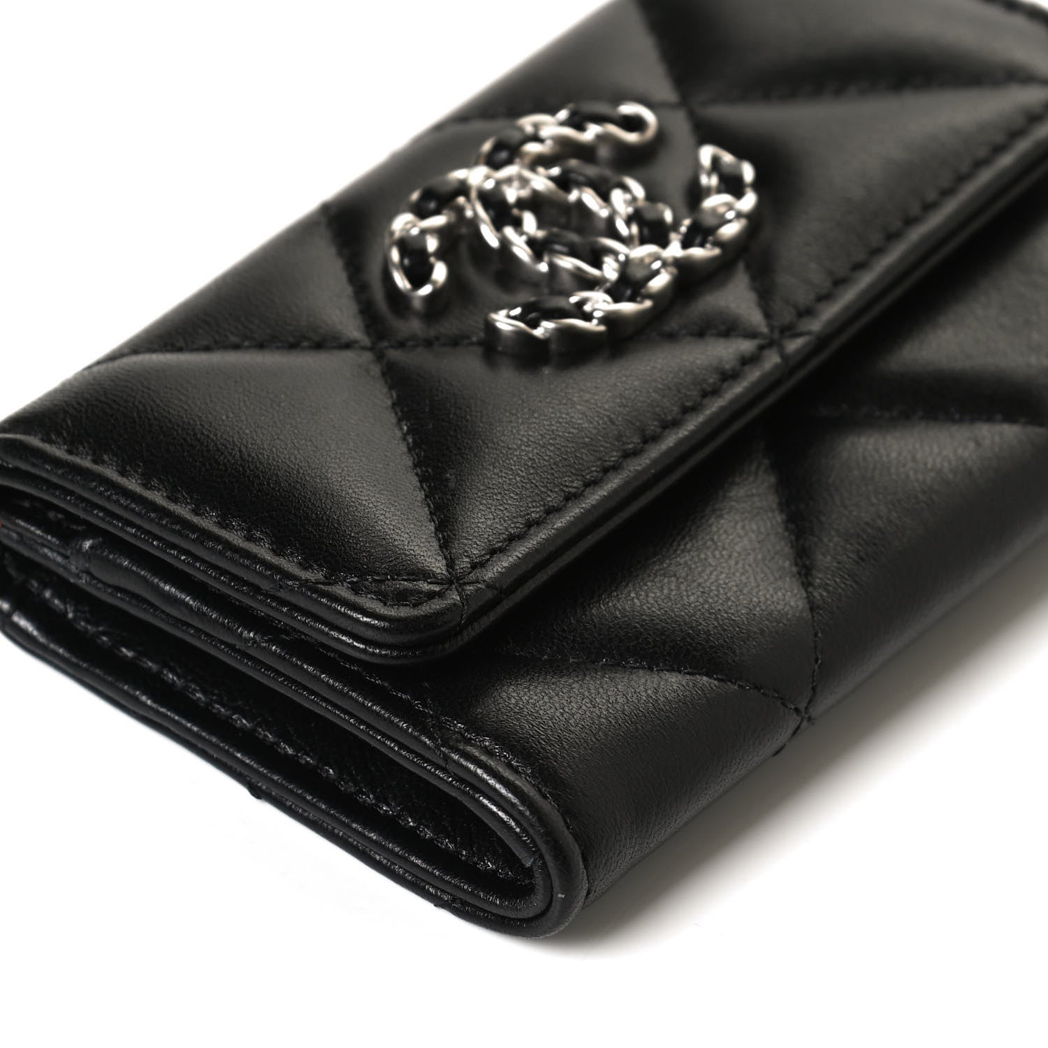 Chanel Lambskin Quilted Chanel 19 Flap Card Holder Black 11 of 12
