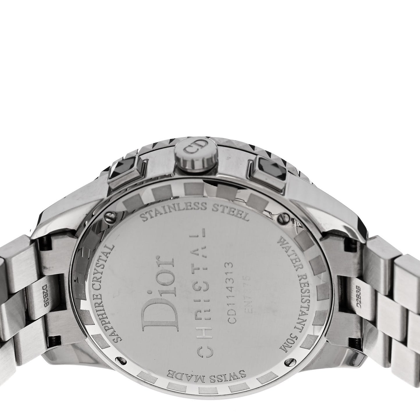 Stainless Steel Diamond Sapphire 38mm Christal Chronograph Quartz Watch Grey