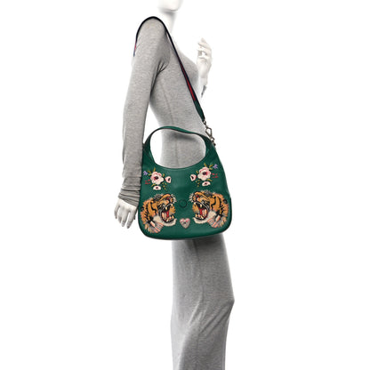 Gucci Calfskin Web Embroidered Small Dionysus Hobo Emerald Green 2 of 11