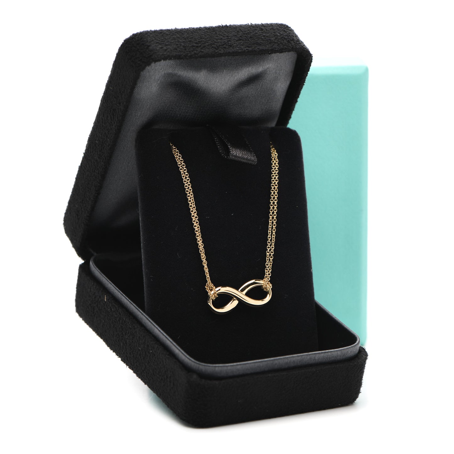 18K Yellow Gold Infinity Double Chain Pendant Necklace