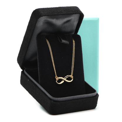 Tiffany 18K Yellow Gold Infinity Double Chain Pendant Necklace 6 of 6
