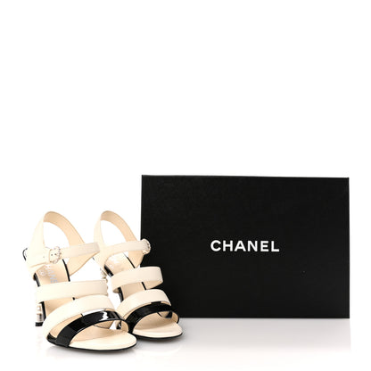 Chanel Lambskin Patent Pearl Sandals 36.5 Ivory Black 11 of 11