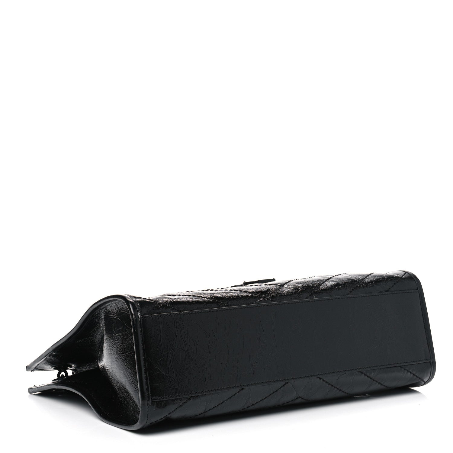 Saint Laurent Crinkled Calfskin Matelasse Monogram Medium Niki Shopper Tote Black 3 of 4