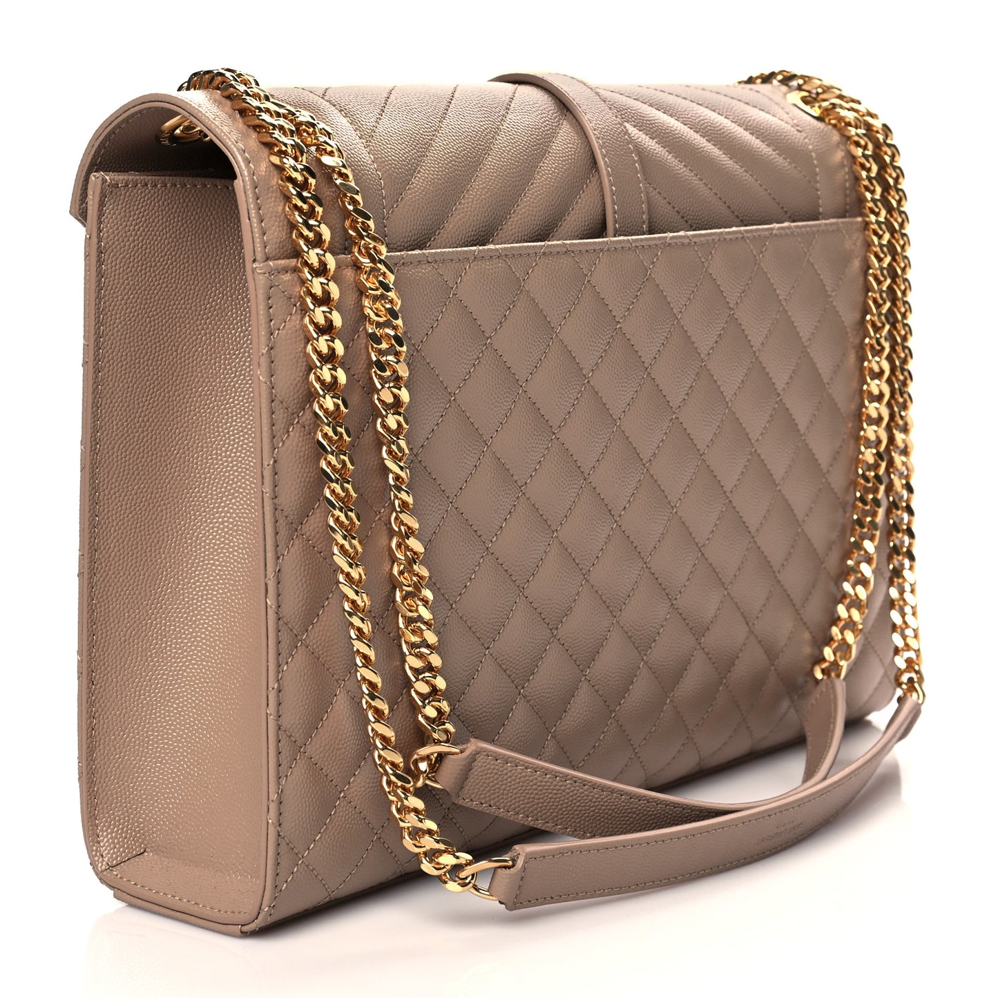 Grain De Poudre Textured Mixed Matelasse Triquilt Large Monogram Satchel Natural Tan