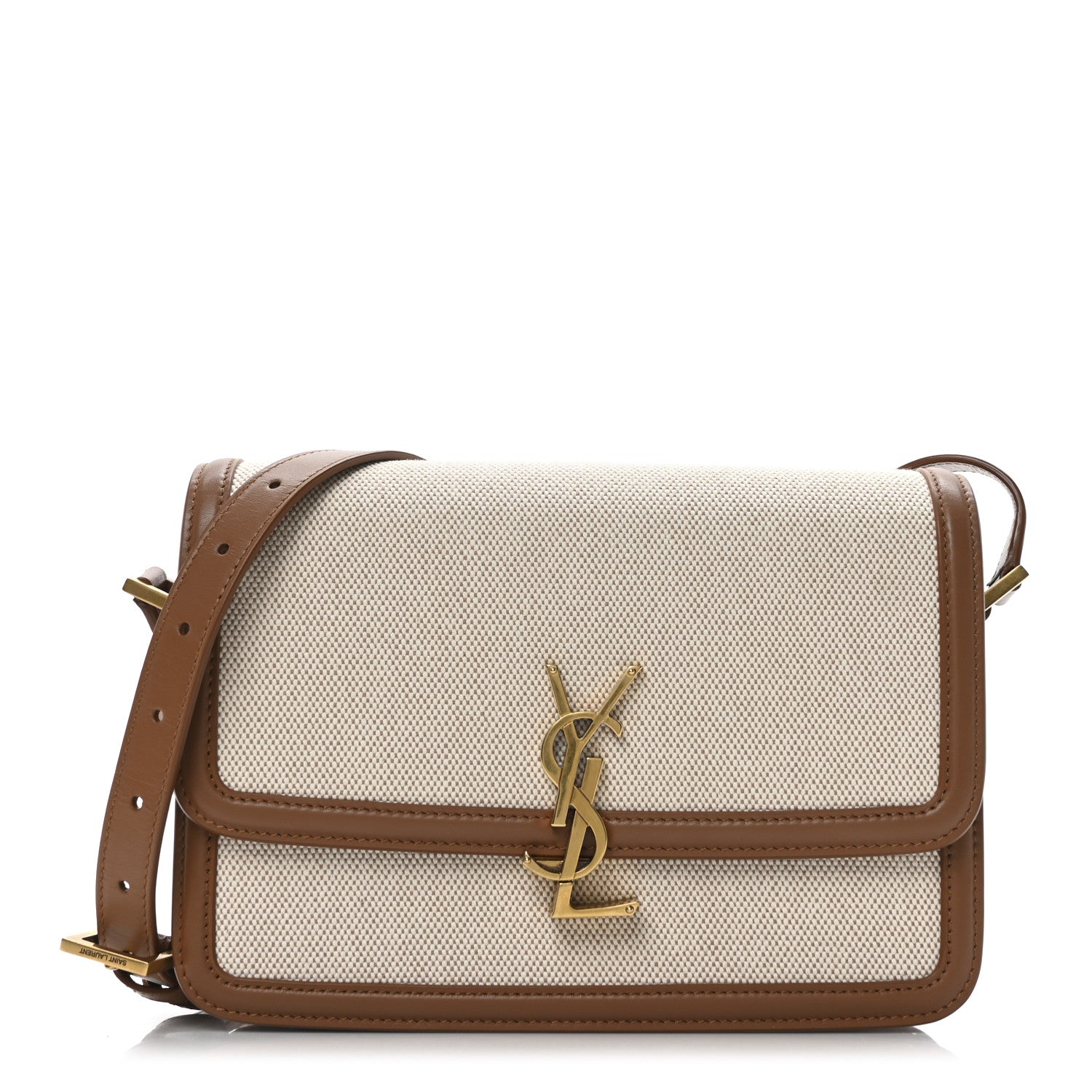 Saint Laurent Canvas Calfskin Medium Solferino Satchel Beige Brick 1 of 9